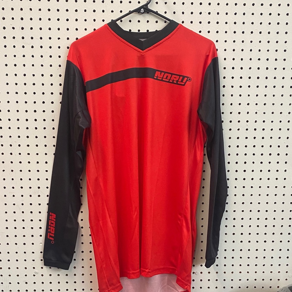 NORU Men's Red and Black Long Sleeve Off Road Jersey MX